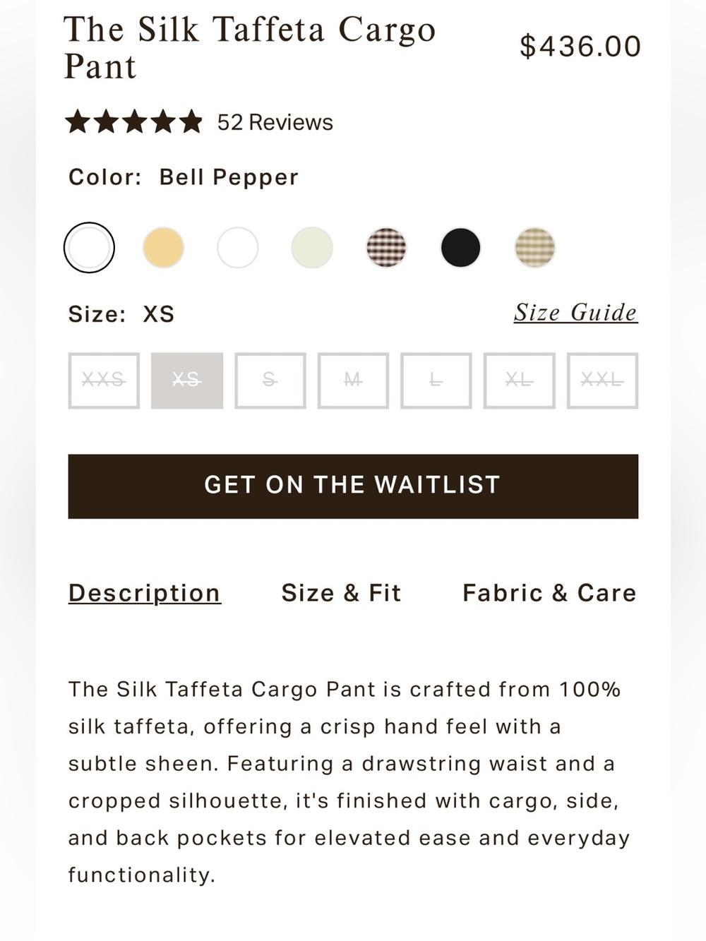 DONNI. The Silk Taffeta Cargo Pant - XS - Picture 7 of 10
